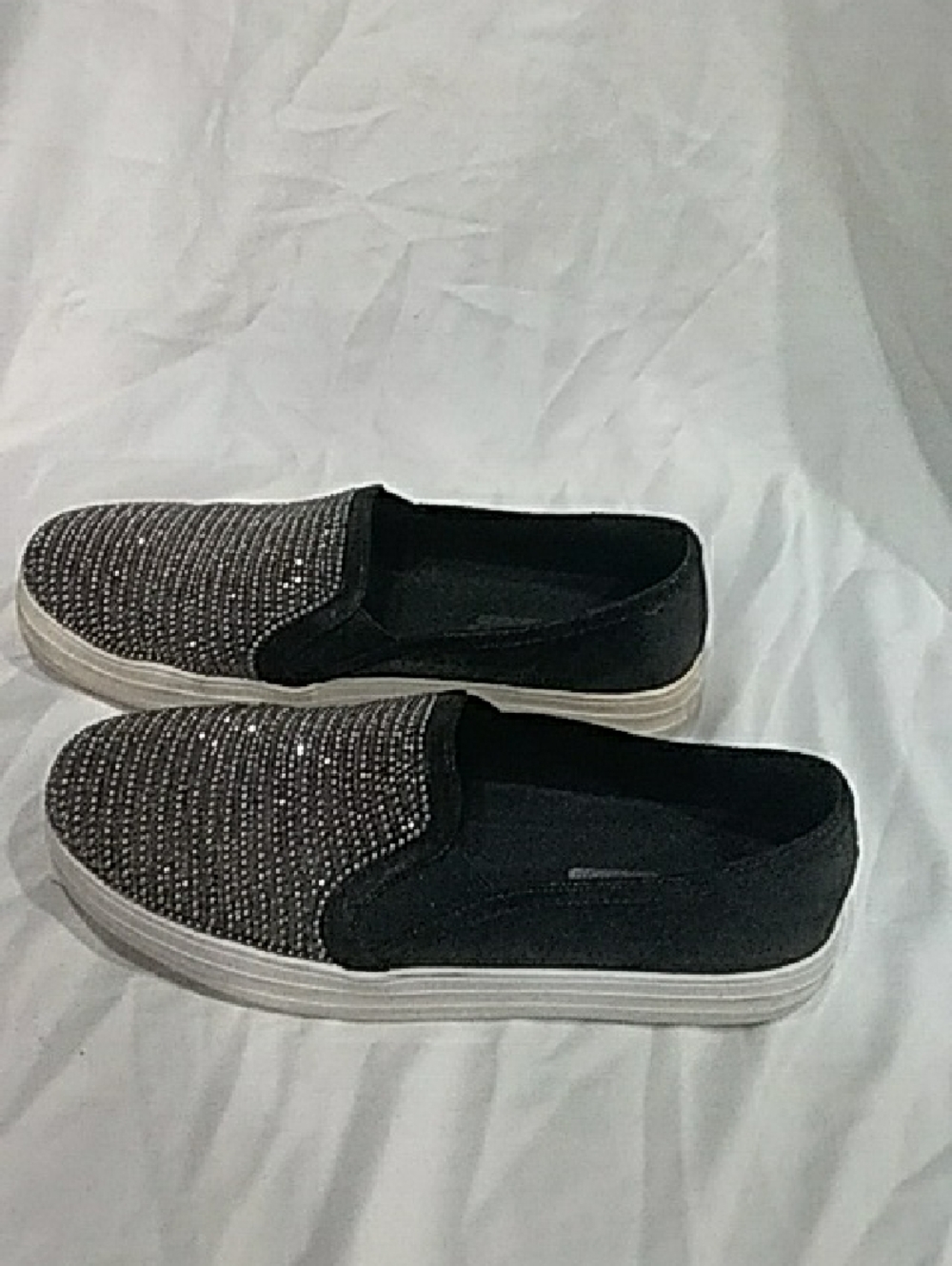 Skechers Black Sparkle Slip-On Platform Clogs